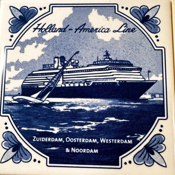 Holland America Line Coaster Ceramic Tiles Amsterdam Vintage Royal Goedewaagen - Picture 3 of 14